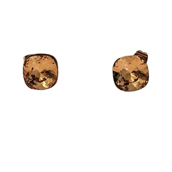 Amber Swarovwki Crystals Stud Earrings (NWOT) - Picture 1 of 12